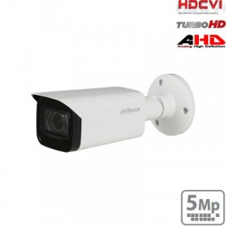 HD-CVI cilindrinė kam. STARLIGHT 5MP, LXIR pašvietimas iki 80m.,1/2.8" 3.6mm 79°, IP67, su mikrofonu