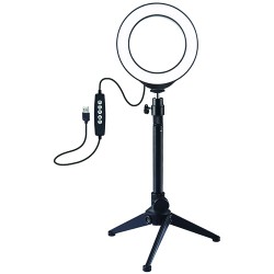 LED Ring Lamp 12cm With Desktop Tripod Mount Up To 24.5cm, USB, RGBW