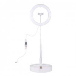 LED Ring Lamp 26cm with Folding Desktop Holder up to 138cm, USB