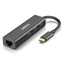 Adapter CHOETECH USB Type-C to 1x RJ-45, 3x USB Type-A