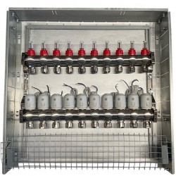 Heating Manifold 10 Loops with Thermal Actuators NC AC230V and Flow Meters