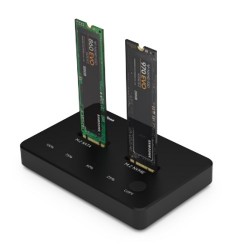 SSD Dual Bays Docking Station M.2 NVME+SATA, USB-A, USB-C