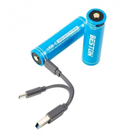 Baterijos 18650 įkraunamos su USB-C lizdu, 3.7V, 2500mAh, Li-Ion, 2vnt.