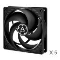 ARCTIC P12 Pressure-Optimised Fans, 3-pin, 5-fan pack, black